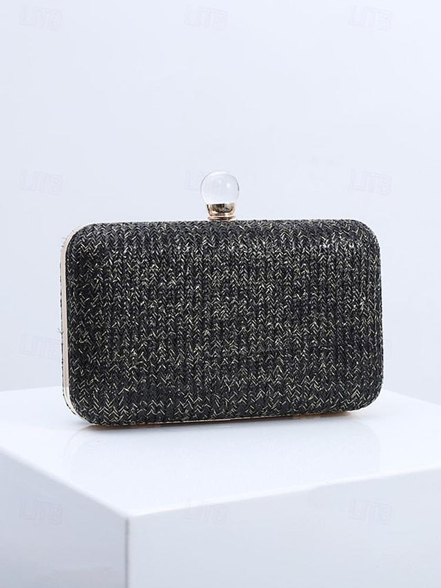 Purse - with Elegant Stylish Straw Clasp Pearl Clutch
