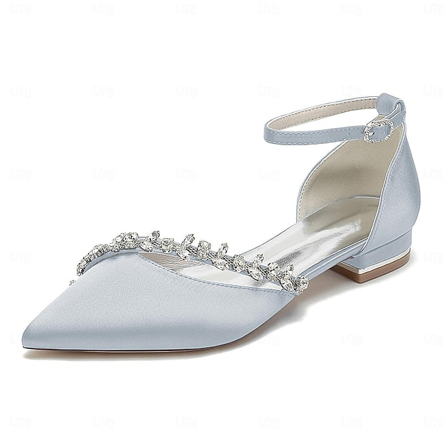 Elegant Pointed Satin Flats – Toe Women's Wedding White