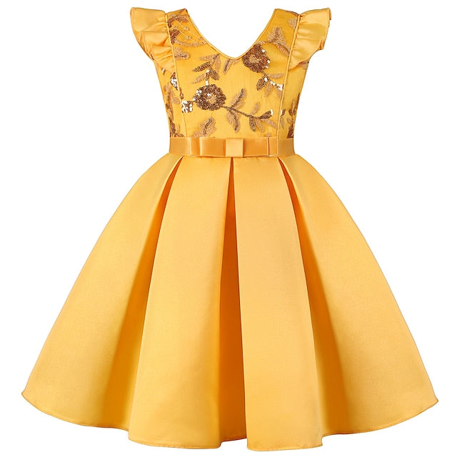 Color Kids Party Dress Sleeveless Solid Formal Girls'
