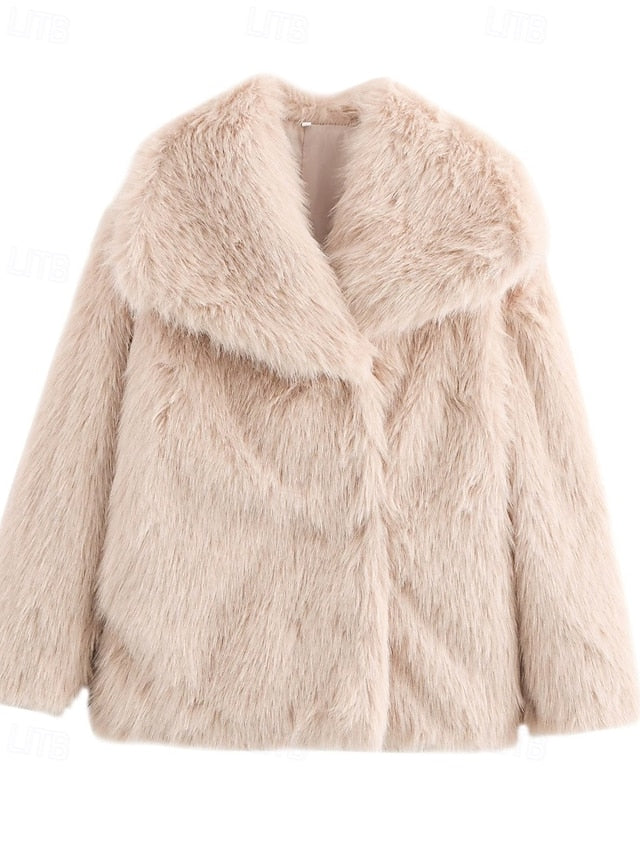 Faux Leathers Women's Fur Comfortable Furs Coat Warm