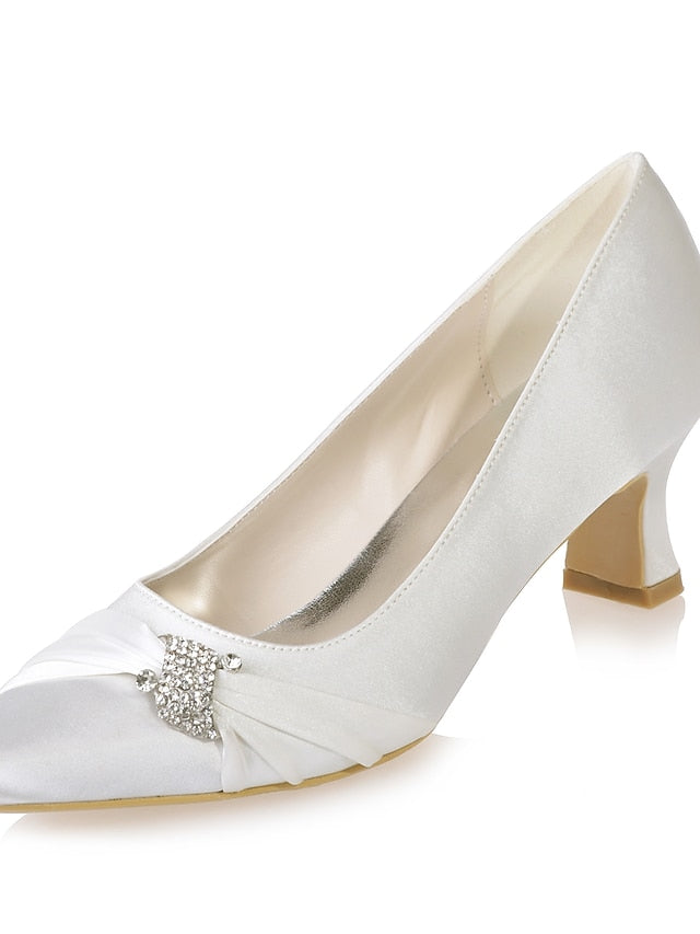 with Heels Blue Bow Rhinestone Royal Kitten Satin Women's