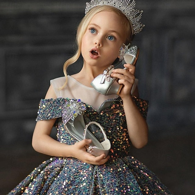 Solid Kids Flower Party Dress Girls' Girl Color