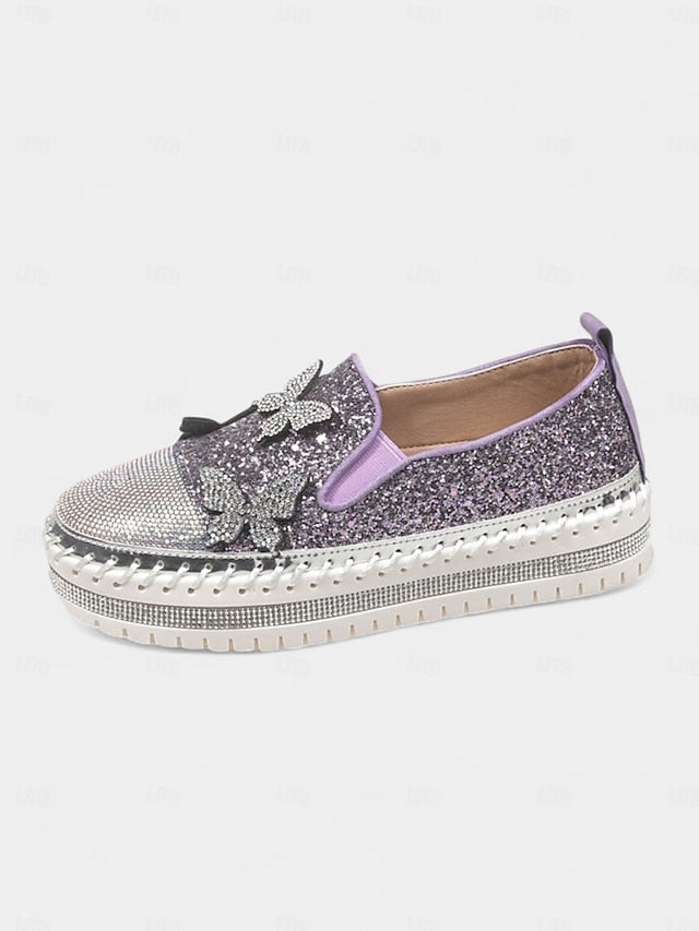 Platform Glitter Women's Slip-On Purple Sneakers with