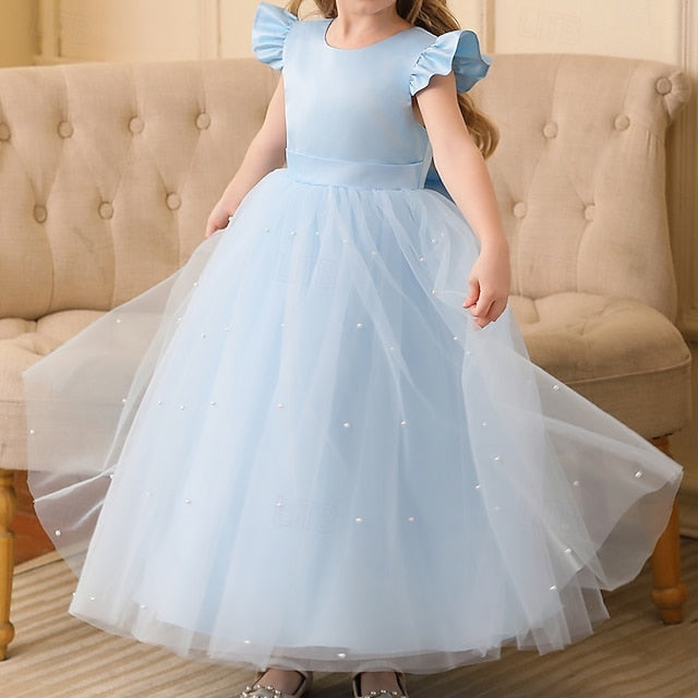 Girl Color Party Flower Kids Solid Girls' Dress