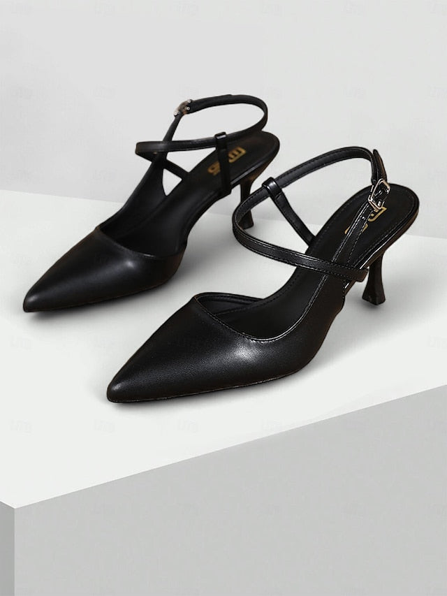 Women's Elegant Slingback Pumps Kitten Nude – Heel