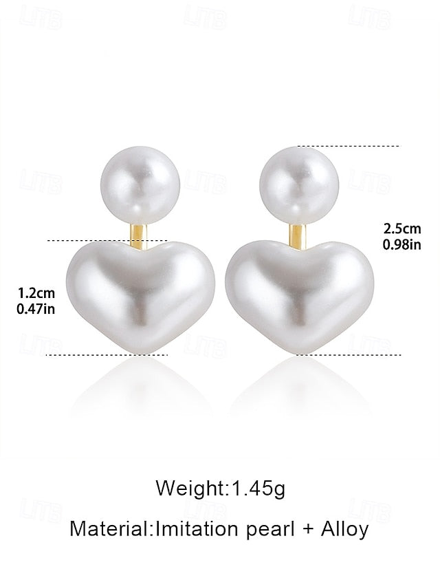 Heart-Shaped Earrings Pearl – Romantic Minimalist Elegant Drop