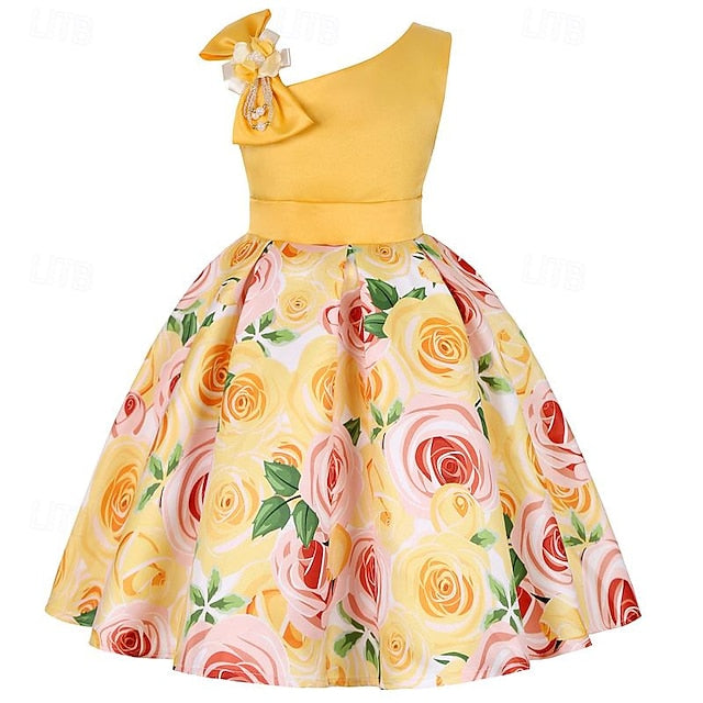 Dress 3D Girls' Sleeveless Easter Summer Party Flower