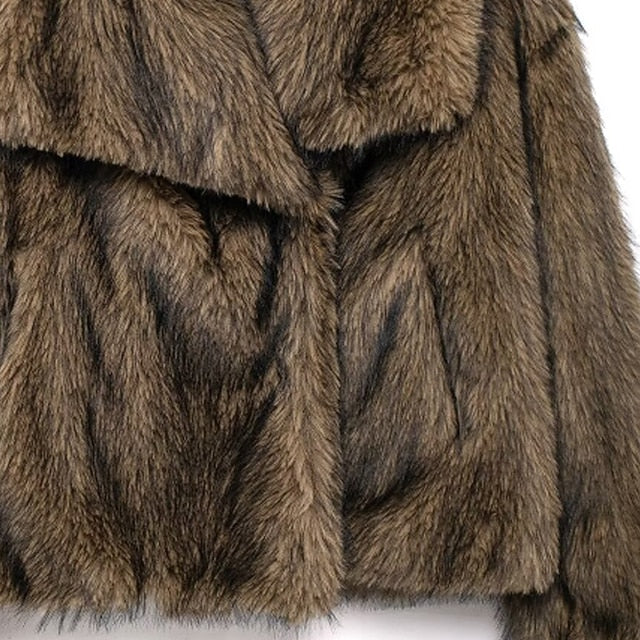 Women's Fur Furs Warm Pocket Faux Comfortable Coat