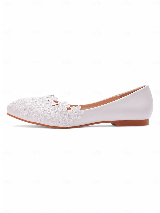 Brides Women's – Ballet Flats for Elegant White Lace