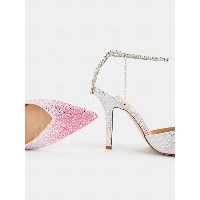Slingback Gradient Heels Women's Crystal with - Stiletto