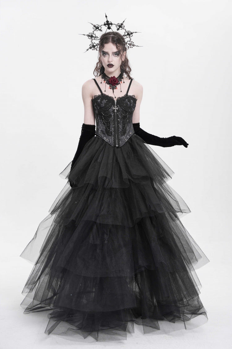 No-Sleeve Embroidery Chain Gothic Waistcoat