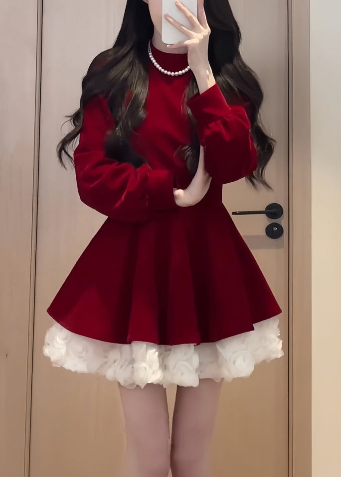 Velvet Simple Black Mid O Dress Spring Neck Silk Solid Patchwork