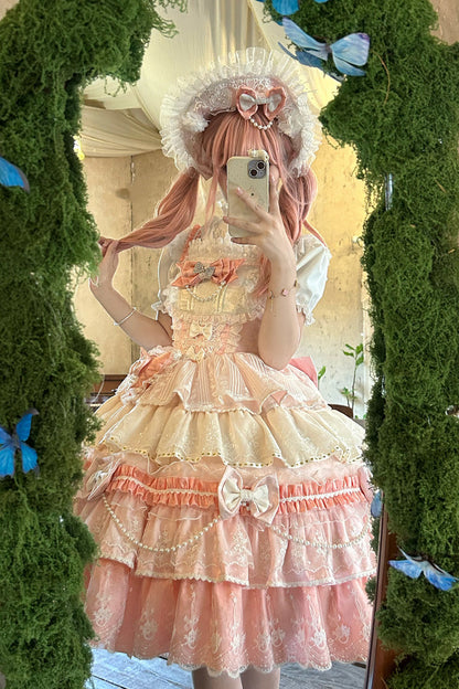 Blush Ruffled Hanayome Lace Princess JSK with Bow