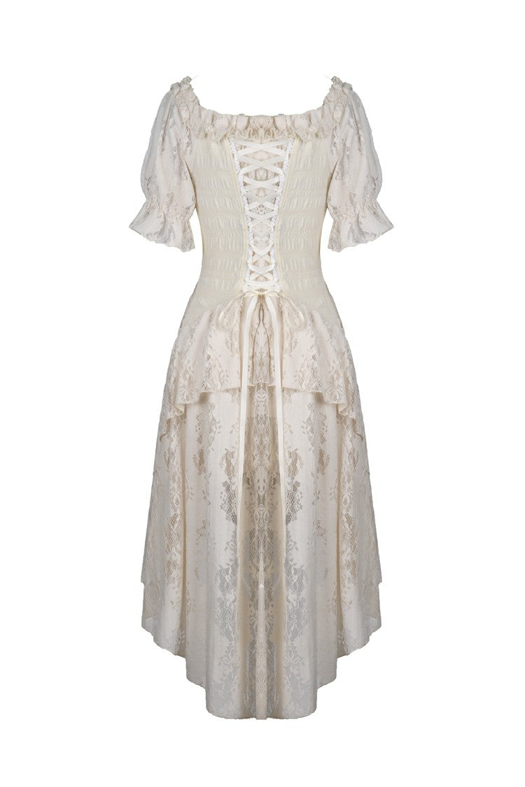 Steampunk Vintage Gorgeous Graduation Gown with Off-Shoulder Ruffles & Ruched Sleeves