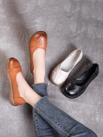 Spliced Genuine Cross Shoes Casual Women Flat Leather