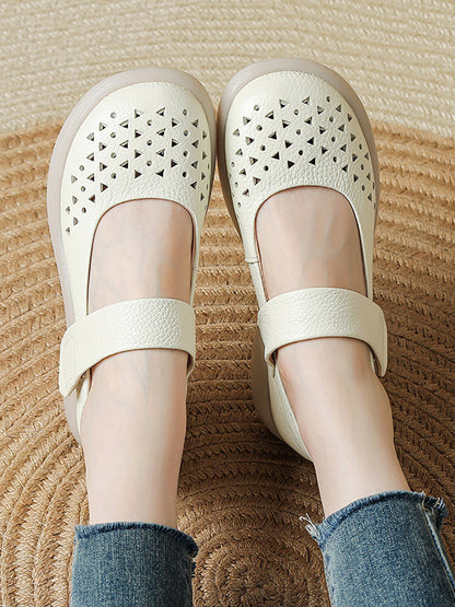 Shoes Leather Platfrom Out Vintage Hollow Women Summer