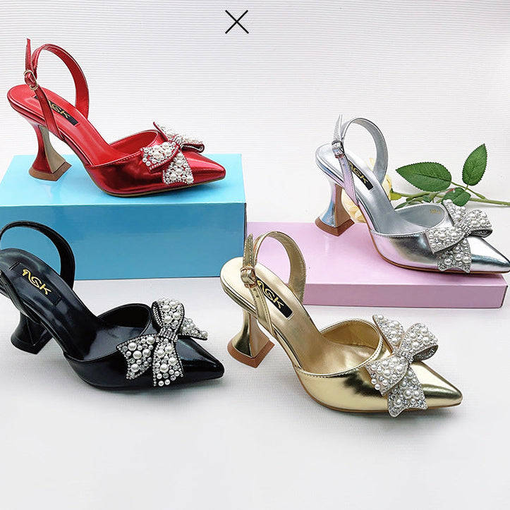 Toe Heels with Satin Floral Pink Pointed Women's