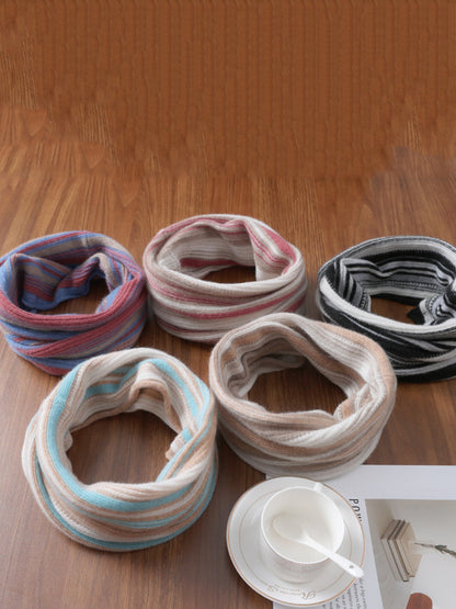 Neck Colorblock Scarf Wool Women Winter Knit