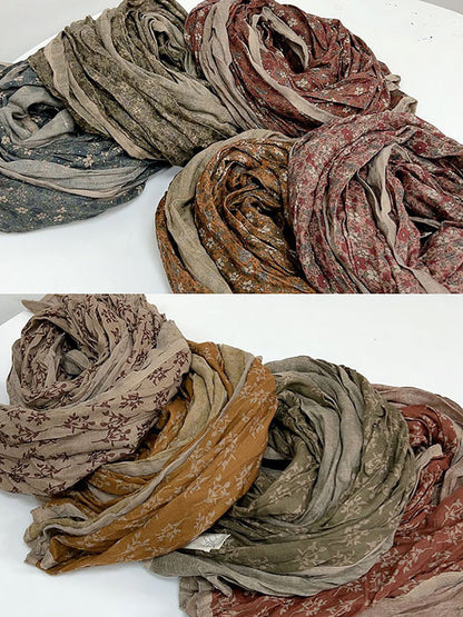 Women Vintage Floral Worn Shawl Scarf HH034