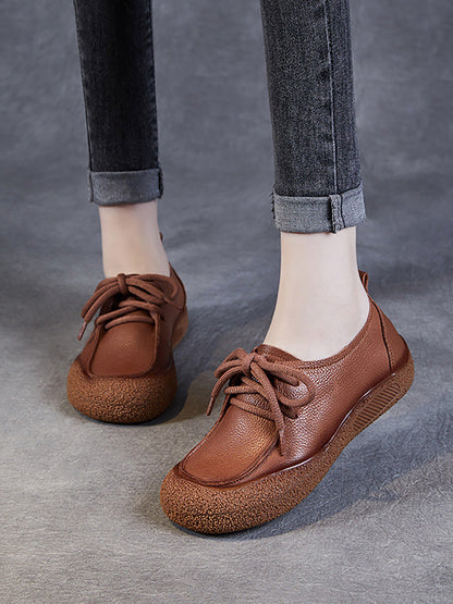 Women Casual Autumn Soft Leather Strap Flat Shoes AI1026