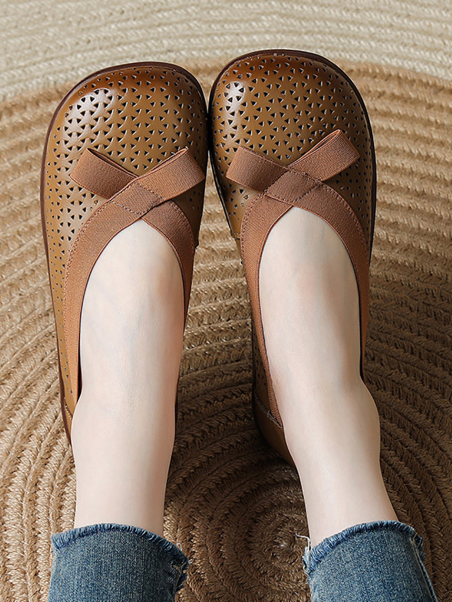 Genuine Leather Women Shoes Casual Soft Flat