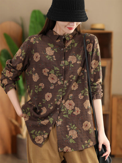 Chemise boutonnée à fleurs vintage pour femme AI1040 