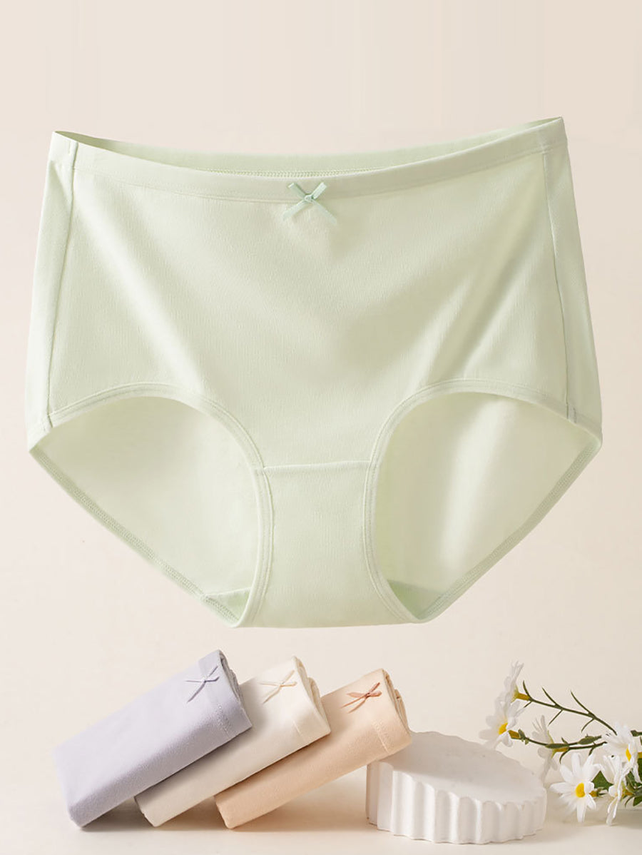 Women 6 Pure Color Underwear Pieces Summer Cotton