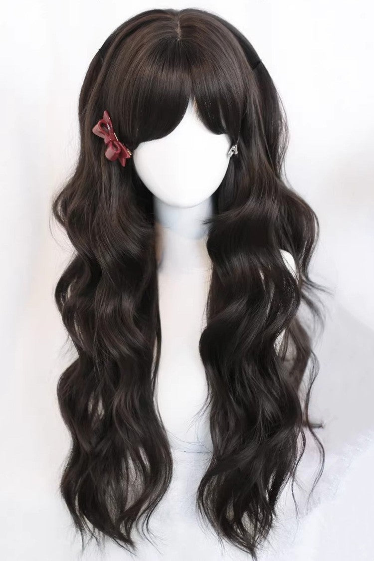 Japanese Sweet Lolita Long Wig with Curls and Wispy Bangs in Two Shades - KawaiiDream