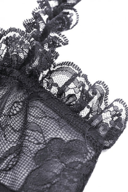 No-Sleeve Layered Lace Sheer Mesh Gothic Slip Gown