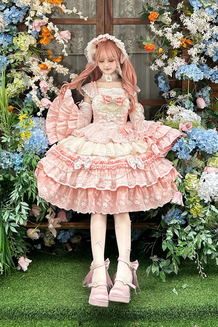 Blush Ruffled Hanayome Lace Princess JSK with Bow