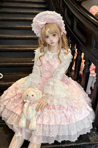 Blush Doll-Style Sleeveless Ruffled Lace Daily Dress