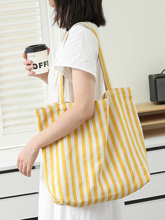 Casual Women Stripe Shoulder Canvas Bag