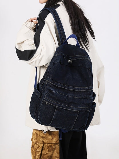 Vintage Denim Spliced Large Capacity Shoulder Bag CV1024