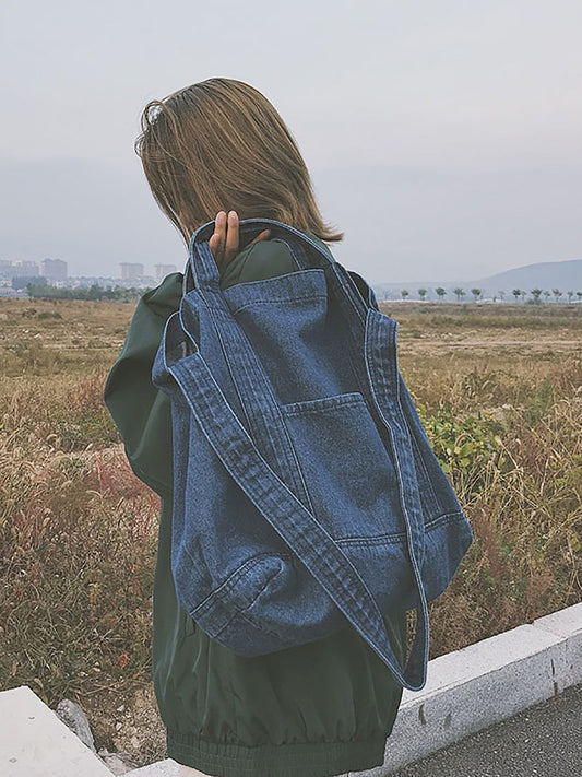 Sac à main vintage en denim uni épissé à bandoulière OP1038 