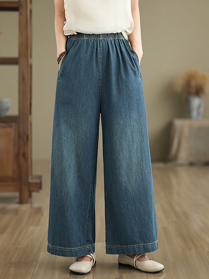 Women Artsy Summer Loose Denim Wide-leg Pants AS1031