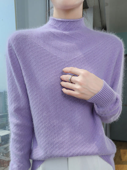 Women Autumn Half Turtleneck Wool Warm Knit Sweater AV1008