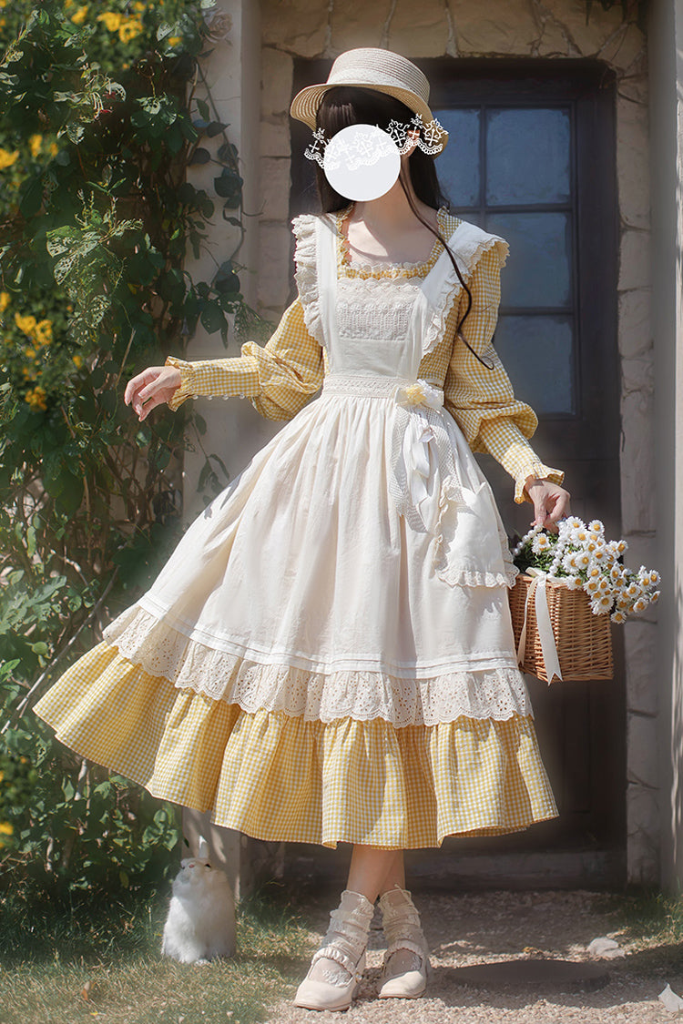 Long Sleeve Floral Ruffle Lace-Up Elegant Lolita Dress