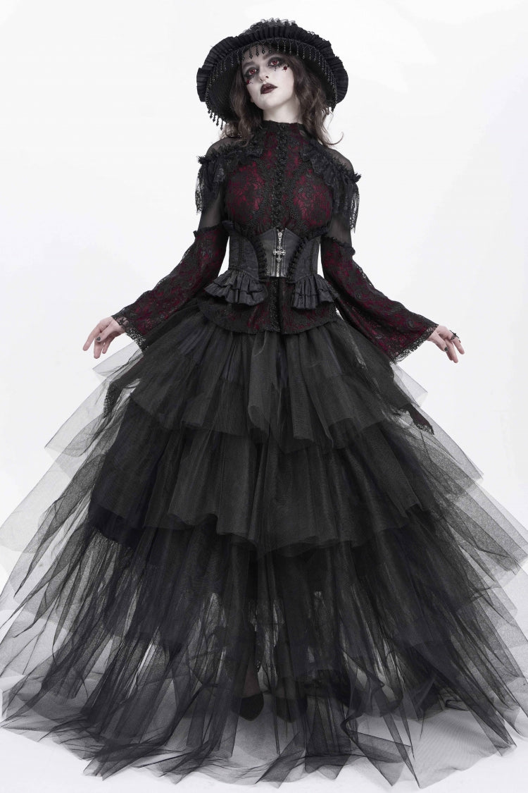 Slim Zippered Gothic Palace Corset with Lace-Up Front