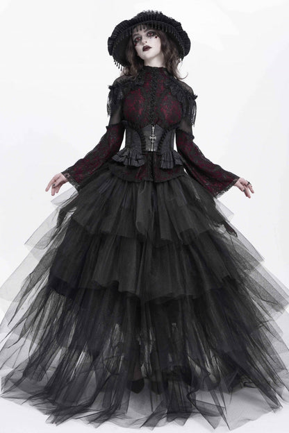 Slim Zippered Gothic Palace Corset with Lace-Up Front