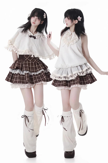 Warm Summer Days Double-Layered Printed Lolita Skirt with Lace - Ruffled
