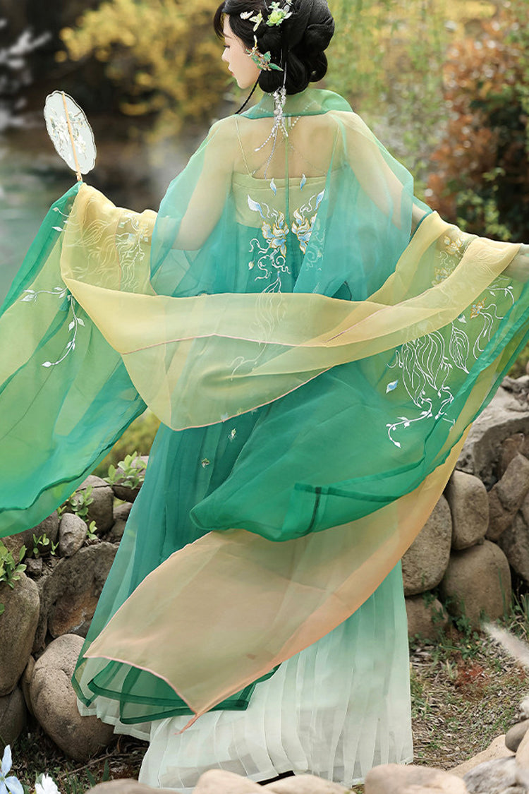 Emerald Tang Legends High-Waist Printed Embroidered Hanfu Set