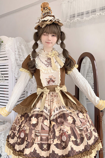 Little Bear Concerto Print Bow Princess Lolita Gown