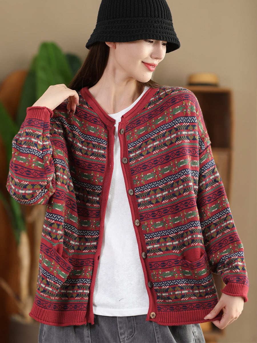 Women Autumn Cotton Knit Cardigan Sweater AT1022