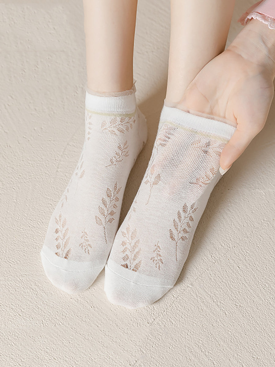 5 Pairs Women Artsy Summer Thin Cutout Socks II1032