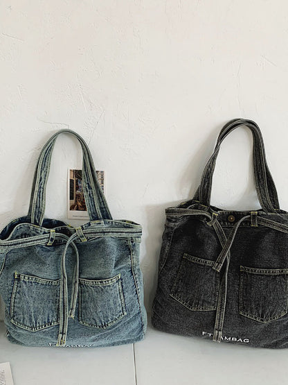 Damen Vintage Feste Tasche Denim Handtasche Schultertasche BN1033