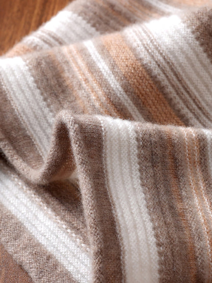 Neck Colorblock Scarf Wool Women Winter Knit