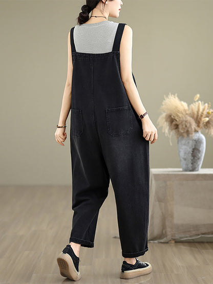 Denim Women Jumpsuits Loose Color Summer Casual Pure
