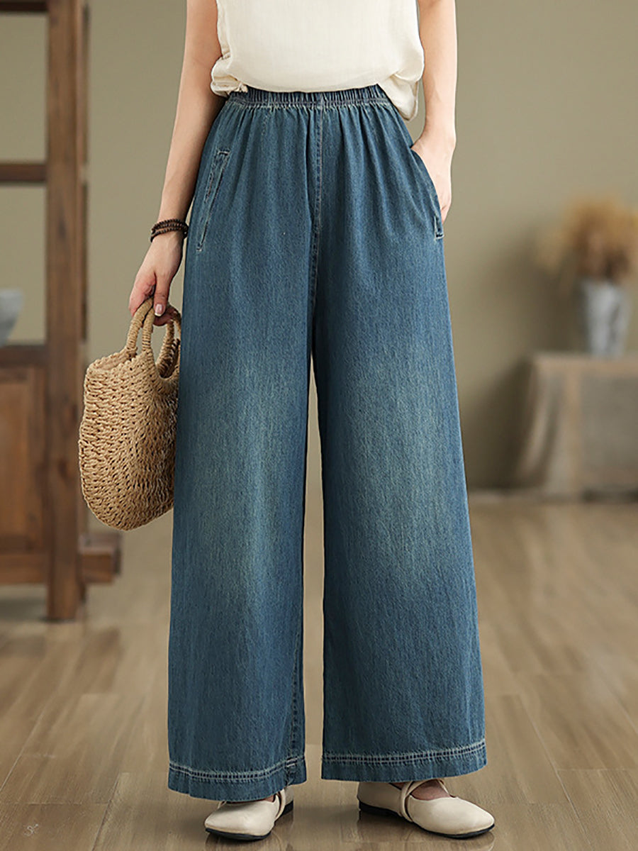 Women Artsy Summer Loose Denim Wide-leg Pants AS1031