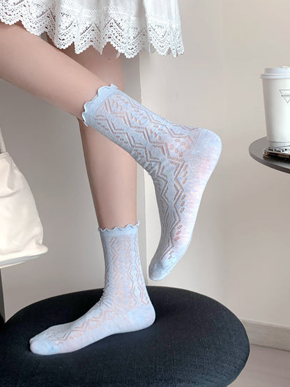 5 Pairs Women Summer Thin Mid-Claf Socks ZZ1007