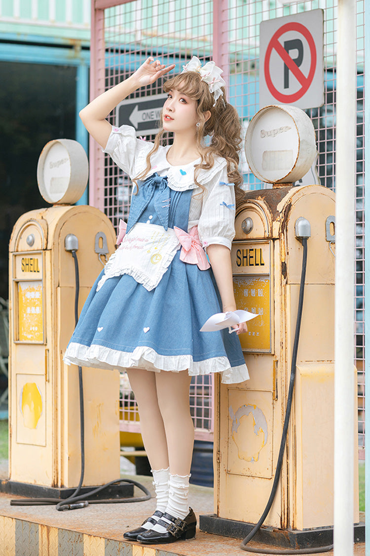 Azure Cowboys Are Busy Ruffle Bow Sweet Lolita Strap Gown